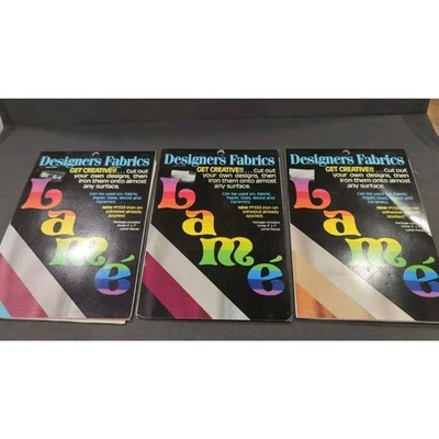 Lot Of 3 Designer Fabrics Lame New Create Your Own Design Pkg Contains 3 5x7 Ea. - Image 1 of 4