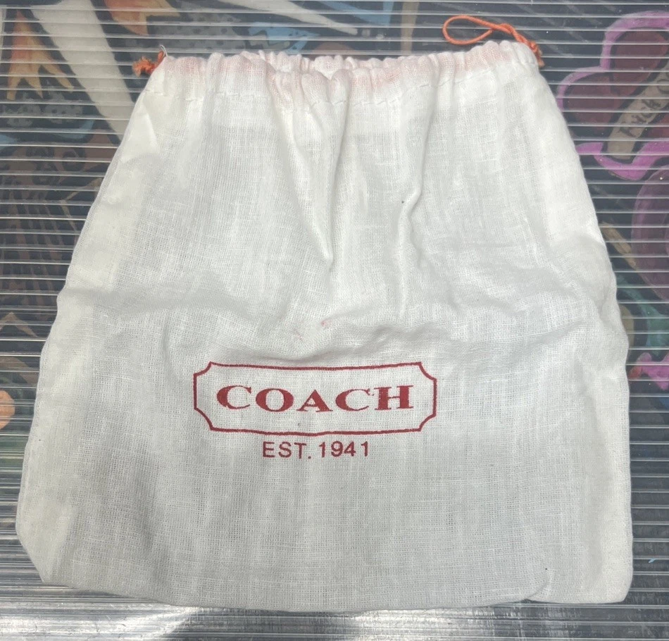 Coach Blanco Algodón Cordón Cubierta Antipolvo/Bolso Joyería 8”x 8” Foto 1 de 1