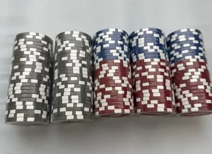 5 Roll of CAMEL LAS VEGAS Casino Red/Blue / Gray Clay Poker Chips Sealed - Picture 1 of 2