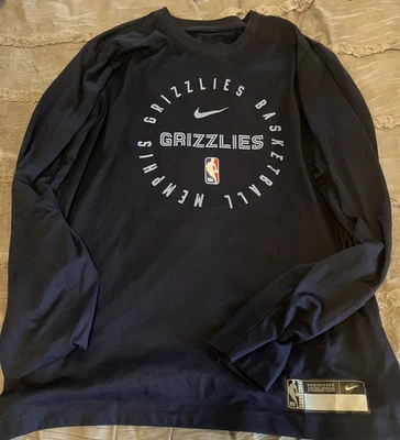 MEMPHIS GRIZZLIES Basketball NIKE Dri Fit Long Sleeve Mens MEDIUM Blue NBA Shirt - Image 1 of 3