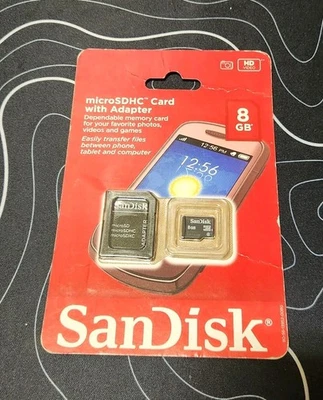 SanDisk 8GB micro SDHC Memory  CARD & Adapter  - Image 1 of 2