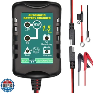 Caricabatterie Automatico 6V 12V 1.5A, Caricabatterie a Goccioli Adatto per AGM Gel S - Foto 1 di 5
