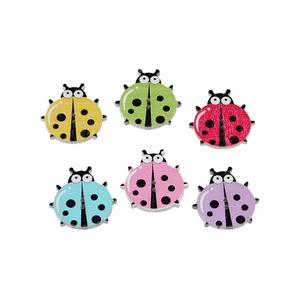30pcs Ladybug Wooden Buttons Colorful & Fun for DIY Crafts Accessories 30mm - Picture 1 of 6