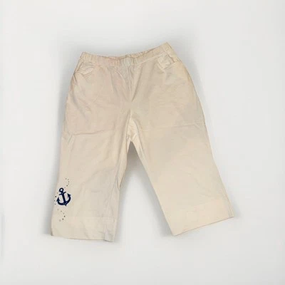 Quacker Factory White Capri Pants with anchor design womens size Large - Image 1 of 4