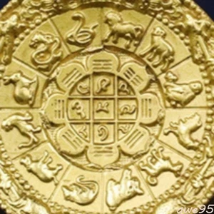 Brass Tibetan Style Nine Palace Bagua Card Vajrayana Amulet Pendant Waist Tag - Picture 1 of 3