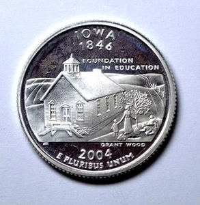 2004-S IOWA SILVER DEEP CAMEO QUARTER DOLLAR PROOF, 90% SILVER, UNC, 25c - Picture 1 of 5