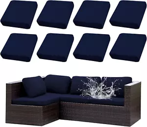 8Pcs Stretch Patio Cushion Covers Waterproof Outdoor Cushion Covers,Outdoor Couc - Picture 1 of 12
