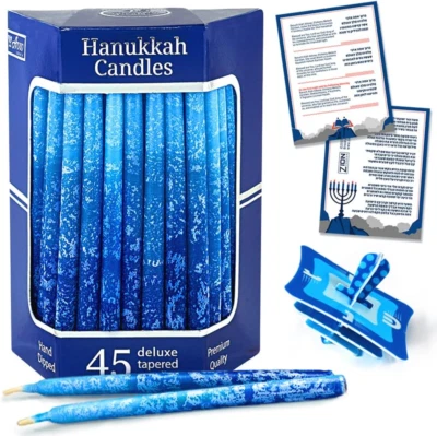 Velas de Janucá sin goteo premium múltiples azules esmeriladas finas cónicas velas de Janucá Foto 1 de 4