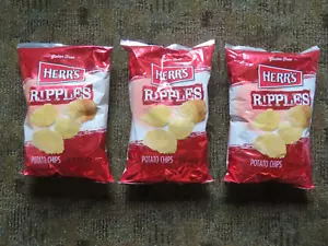 (3) Bags Of Herr's Ripples Potato Chips 8 Oz Each Gluten Free - Picture 1 of 2