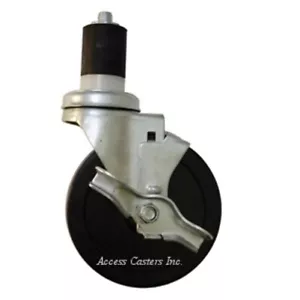5EXHRSB-71 5" Hard Rubber Swivel Caster w/ Brake, .720" - .851" Expansion Stem - Picture 1 of 1