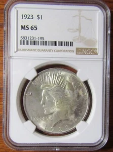 1923 Peace Silver Dollar $1 NGC MS 65 Binion Hoard Prestige Set #98 of 978 - Picture 1 of 2