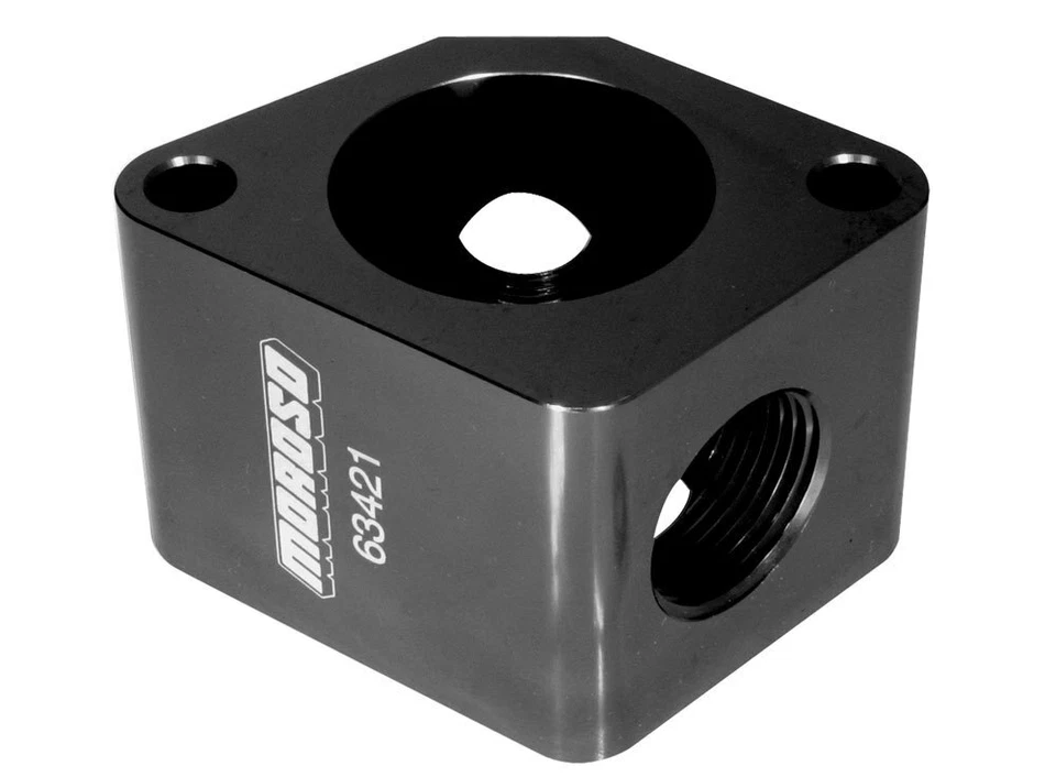 Moroso 63421 Water Neck, Chevy V8, 90 Degree, Non-Swivel, Gasket, Black Anodize - Изображение 1 из 1