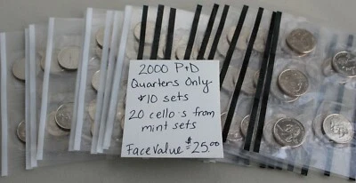 2000 P and D State Quarters Cello Set From Mint Sets 20 Total 10 Lots Each P D  - Image 1 of 4