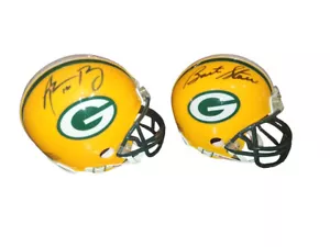 Bart Starr and Aron Rogers 2 - Autographed Green Bay Packers Signed Mini Helmets - Picture 1 of 4