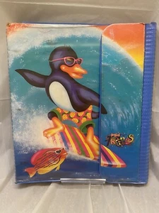 Lisa Frank Trends Binder Vintage 1989 Penguin Surfing Beach Jams Stuart Hall - Picture 1 of 10