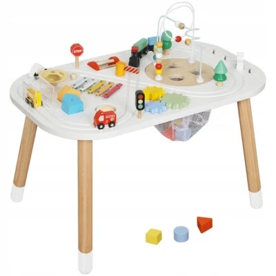 BEMI TOYS Multifunktionstisch aus Holz Sorter Labyrinth Glockenspiel Autostrecke