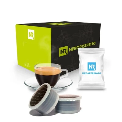 NERORISTRETTO 100 Cialde Capsule Caffè Compatibili Lavazza Espresso Point Miscela Decaffeinato