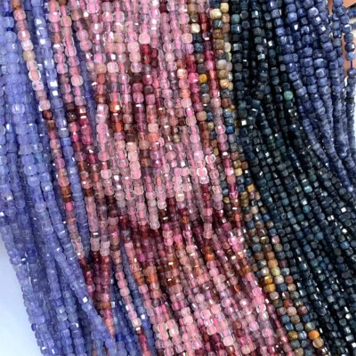  Tanzanite Tourmaline  Pietersite Labradorite Spinel Edge Cube Faceted beads - Image 1 of 4