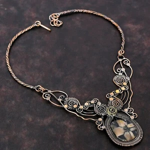 "Collar ajustable para mujer con cadena de flores envuelta en alambre de cobre chiastolite 18,0" - Imagen 1 de 6