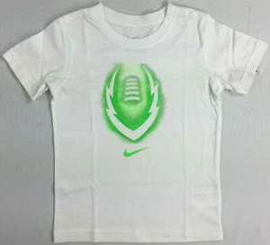NWT Boy's Nike Cotton T-Shirt Football White/ Green Size 7 - Picture 1 of 2