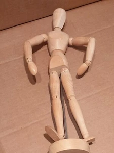 WOODEN ARTIST'S MANNEQUIN MANIKIN 12" DUMMY MODEL DRAWING SKETCH DOLL NATURAL - Picture 1 of 1