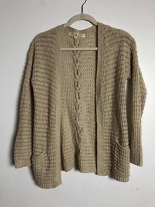 Pink Rose women's/teenagers cardigan sweater open tan sz S AM11 - Picture 1 of 8