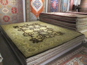 9x12 ALLOVER-PATTERN VEGETABLE-DYE HANDMADE-TURKISH-KNOTTED FINE WOOL RUG 580232 - Picture 1 of 12
