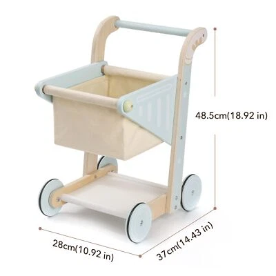 ROBOTIME Baby Wooden Shopping Cart Toy For Toddler Kids Wooden Baby Push Walker  - Image 1 of 4