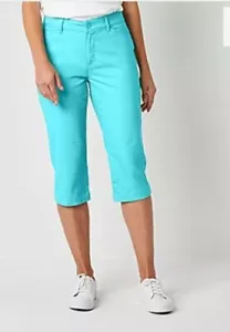 St. John's Bay Women's Capri's Turquoise Aqua Cotton Spandex Stretch Size 14 - Picture 1 of 6