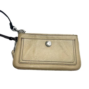 COACH Light Beige Colored Leather Pouch Wristlet - Picture 1 of 8