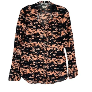 Volcom Tribal Button Up Shirt Coral Black Lightweight Beach Skate Surf Womens M - Picture 1 of 10