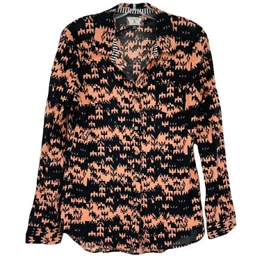 Volcom Tribal Button Up Shirt Coral Black Lightweight Beach Skate Surf Womens M - Image 1 of 4