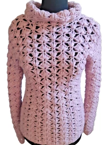Handgestrickter Häkelpullover Pullover Wolle Lavendel Gr. S Outwear Reise Urlaub  - Bild 1 von 9