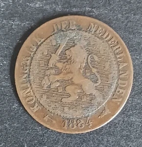 1884 Netherlands 2.5, 2 1/2 Cents Foreign Lion Coin - Picture 1 of 4