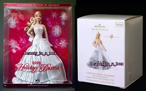 Muñeca Barbie de vacaciones 2008 sello de coleccionista adorno de Navidad lote 2 O. - Imagen 1 de 7