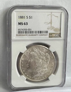 1881-S Morgan Silver Dollar - NGC MS 63 - Brown Label #031 - Picture 1 of 6