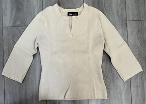 Suéter Mossimo para mujer medio ligero tostado neutro cuello en V acanalado manga 3/4 - Imagen 1 de 7