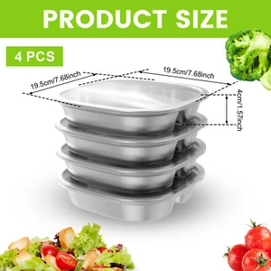 4Pcs Toddler Plates Stainless Steel Kids Plates Stackable Divided Plates guKJJ - Picture 1 of 11
