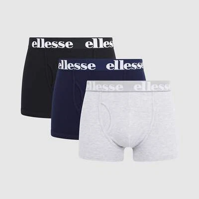 Ellesse Mens Boxer Shorts Hali Underwear 3 Pack Multi Black Grey Navy