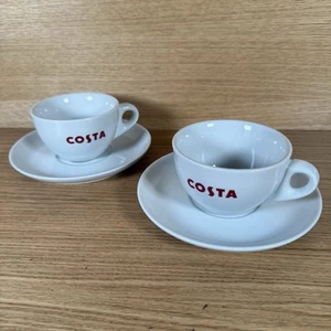 Juego de 2 tazas y platillos de café blanco Costa Coffee de marca - Imagen 1 de 16
