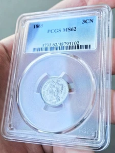 1865 PCGS MS62 Three Cent Nickel 3CN Error - Picture 1 of 4