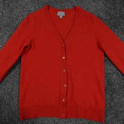 Pure Collection Cardigan Jumper 100% Cashmere Red Size 8 Women's Button SHRUNK - Image 1 of 4