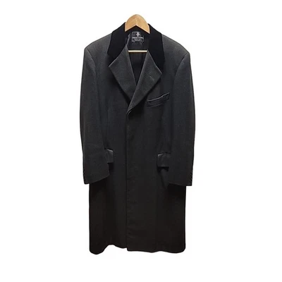 复古 Abraham & Straus 羊毛混纺豌豆外套男式 39 长黑色人字形 — 第 1/4 张图片