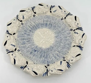 The Potting Shed Dedham Pottery Bunny Rabbit Plate Platter Crackled Blue White - Picture 1 of 6