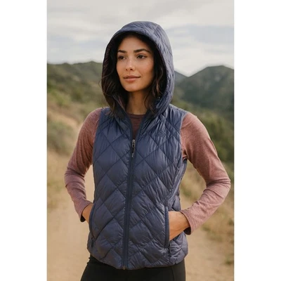 Gerry Quilted Hooded Down Vest Purple Reversible Lightweight Packable Gorpcore M - Image 1 of 4