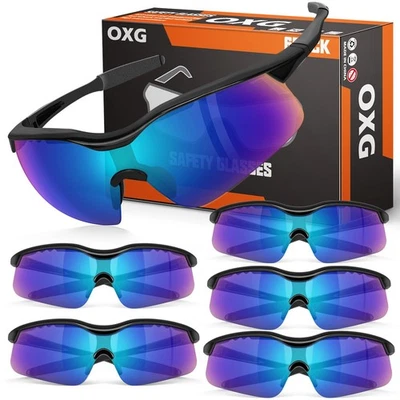 Paquete de 6 gafas de seguridad tintadas para hombres mujeres, gafas de seguridad con bloqueo UV ANSI Z87... Foto 1 de 4
