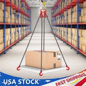10T Chain Sling 10ft Chain Sling with Legs Grab Hooks 4x G80 3/8" Lifting Chains - Picture 1 of 15