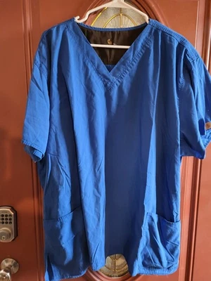Unisex Carhartt Scrub Top Size 5X Blue Short Sleeve - Image 1 of 4