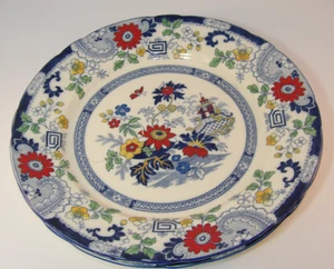2 Vintage Coalport Kings Ware Canton 9 1/2" Blue Edge Dinner Plates c1920s VGC - Picture 1 of 15