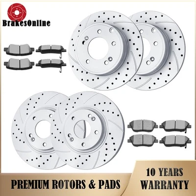 Front and Rear Brake Rotors Pads Kit for Hyundai Sonata 2011-2014 2015 Drilled — 第 1/4 张图片